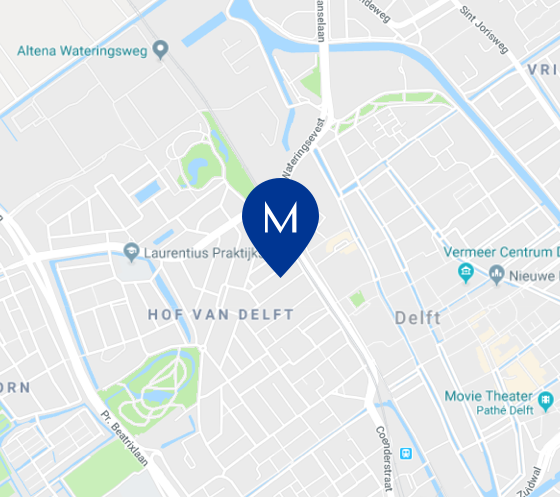 Google maps kaart van omgeving Agnetapark in Delft